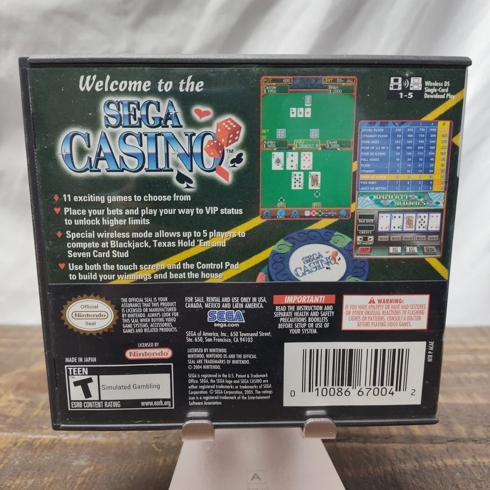 Sega Casino (Nintendo DS) CIB Complete Tested